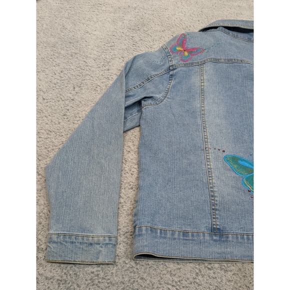 Arizona Denim Jacket Women's Size 18.5 XL Rhinestone Butterfly Embroidered Y2K - Picture 11 of 14